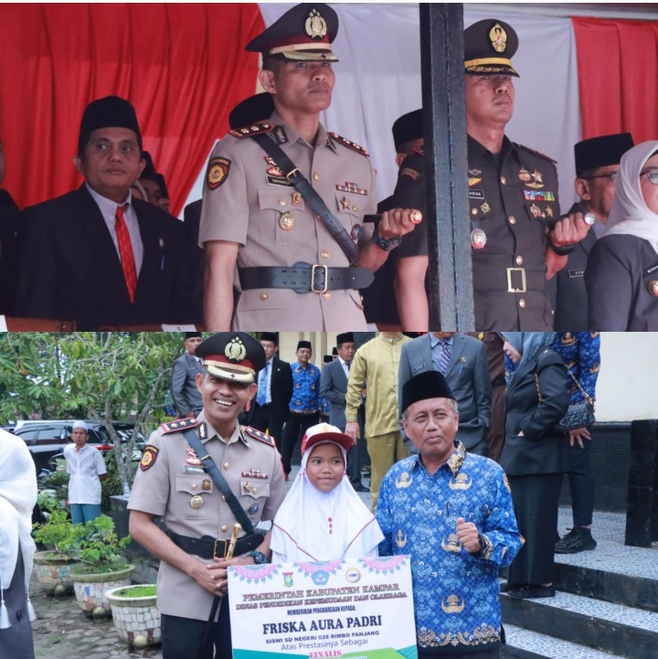 Kapolres Kampar Hadiri Upacara Hardiknas, Tunjukkan Dukungan Polri Terhadap Dunia Pendidikan
