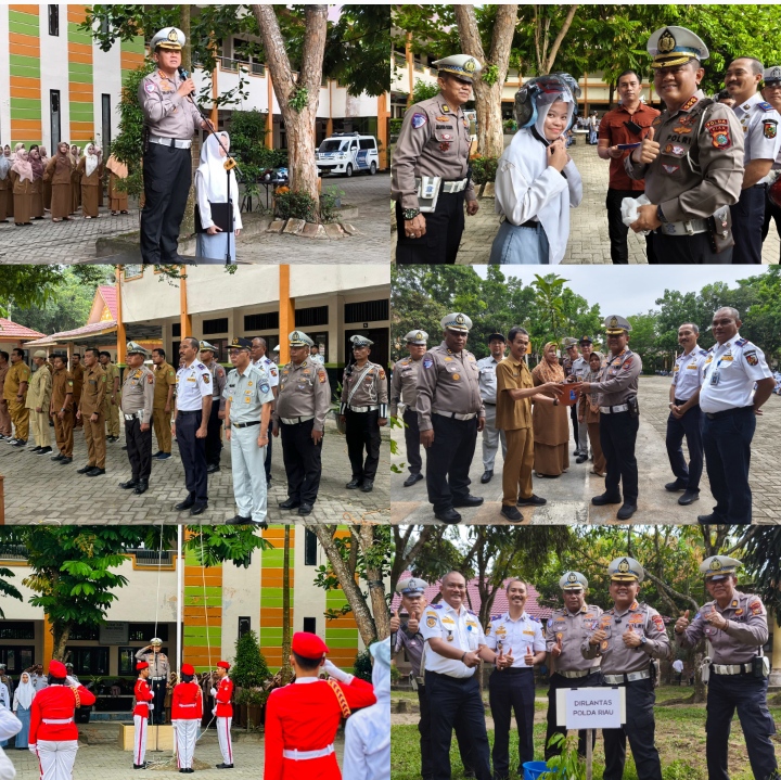 Dirlantas Polda Riau Pimpin Upacara di SMKN 7 Pekanbaru, Sosialisasikan Tertib Lalu Lintas dan Green Policing