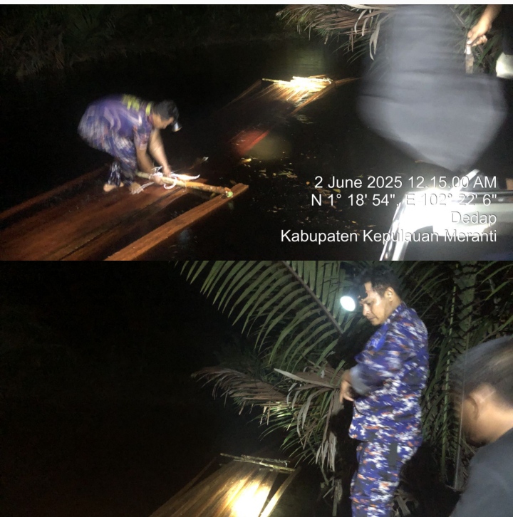 Polisi Temukan 500 Keping Kayu Ilegal di Perairan Desa Dedap, Kepulauan Meranti